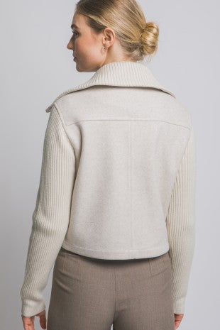 Knit Contrast Long Sleeve Jacket