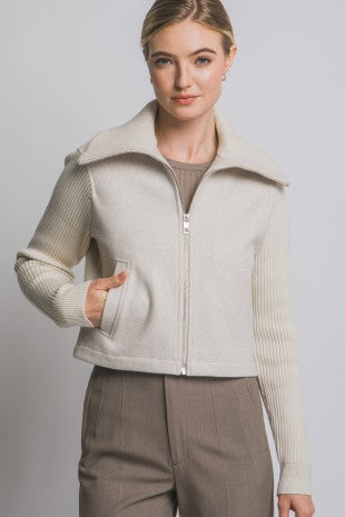 Knit Contrast Long Sleeve Jacket