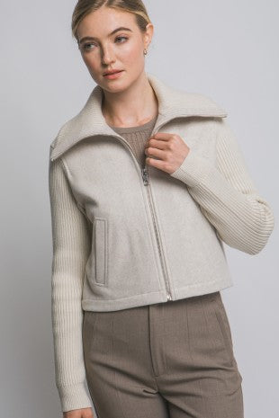 Knit Contrast Long Sleeve Jacket