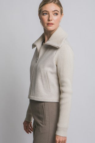 Knit Contrast Long Sleeve Jacket