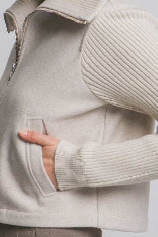 Knit Contrast Long Sleeve Jacket