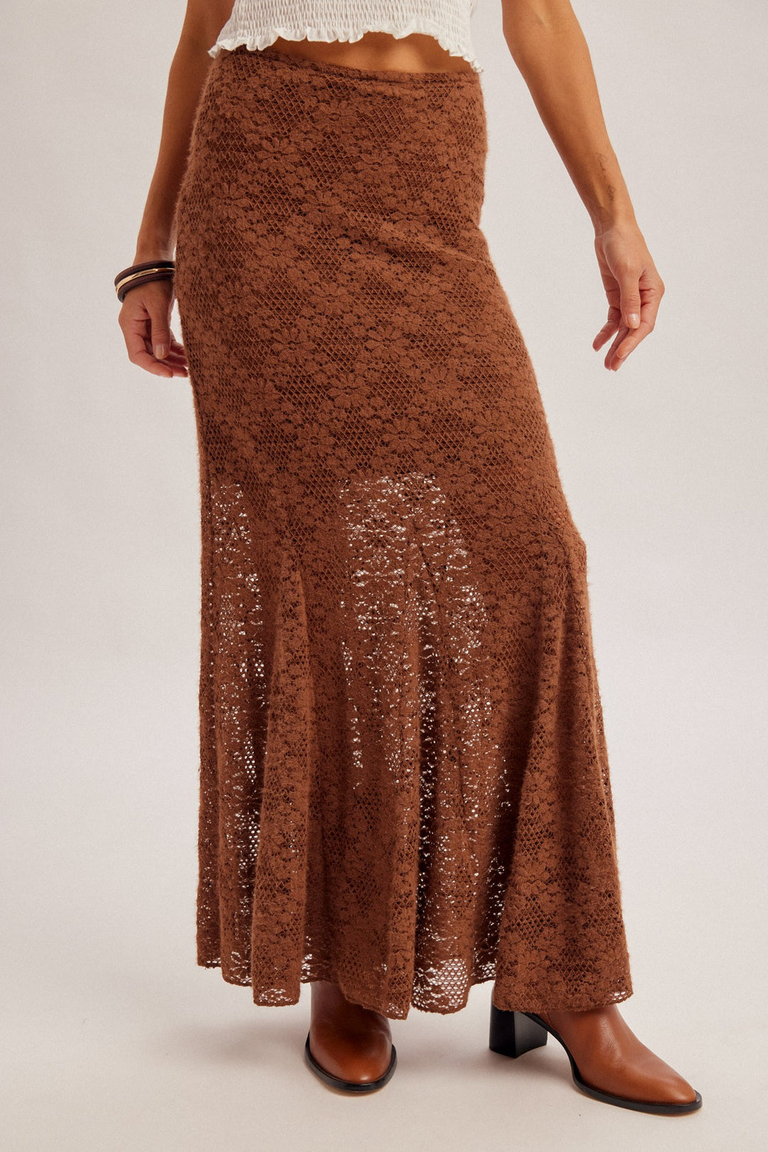 Soft-touch Lace Midi Skirt