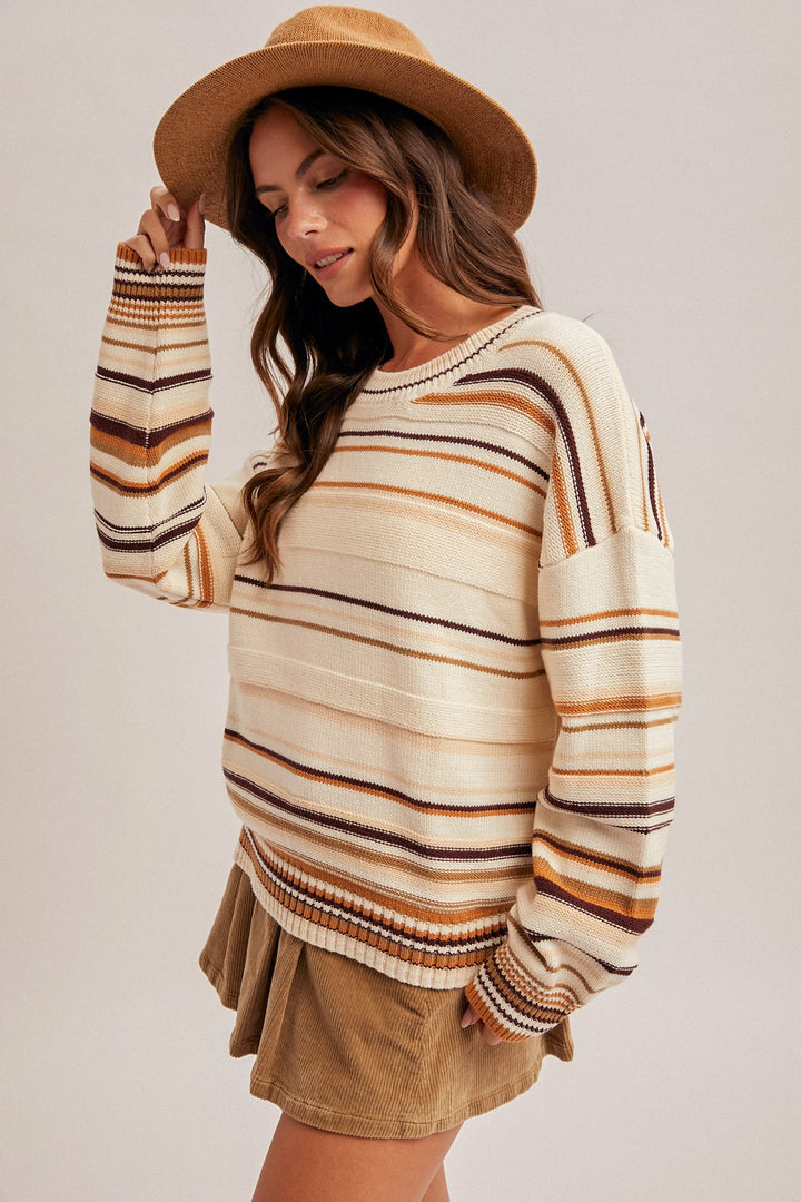 Textured Multi Striped Sweater