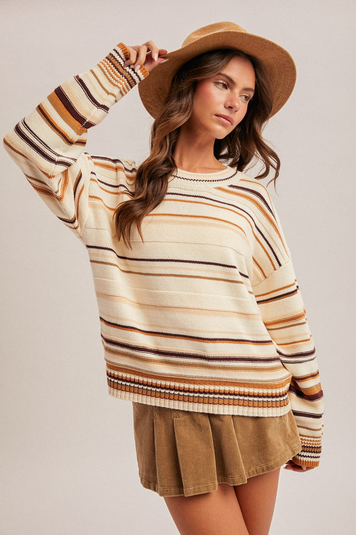 Textured Multi Striped Sweater