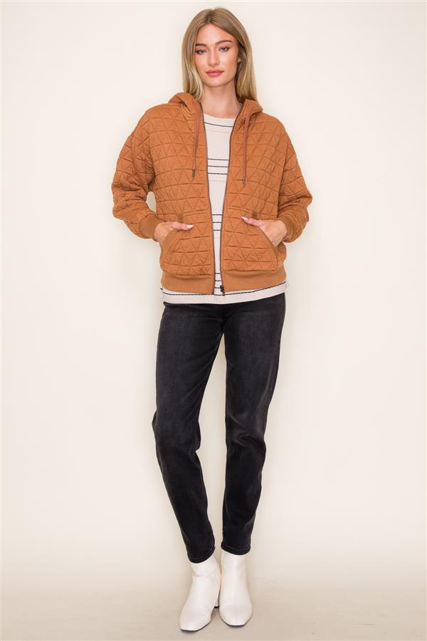 Toffee Quilted Zip Up