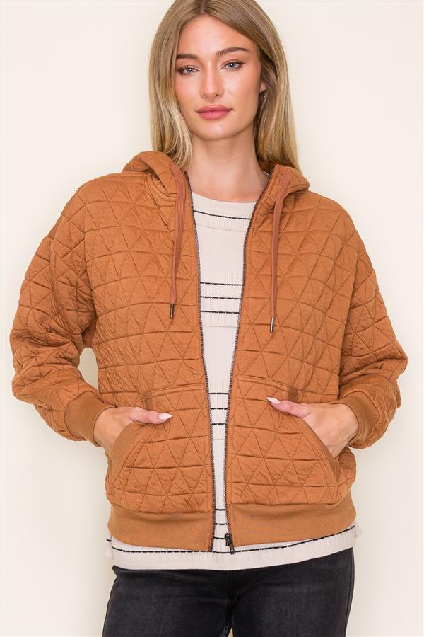 Toffee Quilted Zip Up