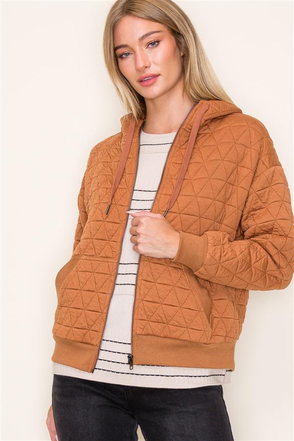 Toffee Quilted Zip Up