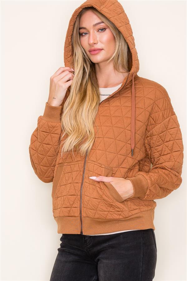 Toffee Quilted Zip Up