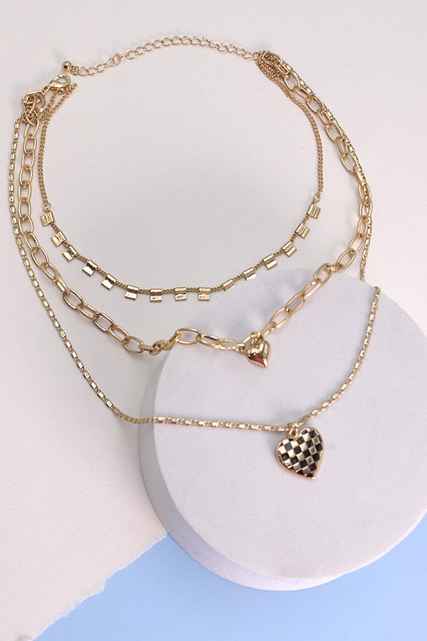 Triple Layer Heart Necklace