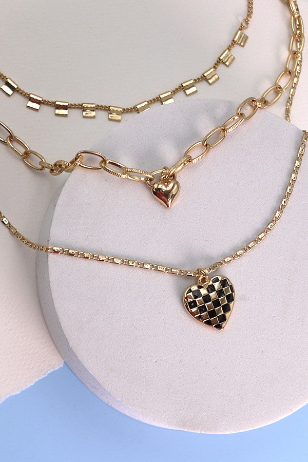 Triple Layer Heart Necklace