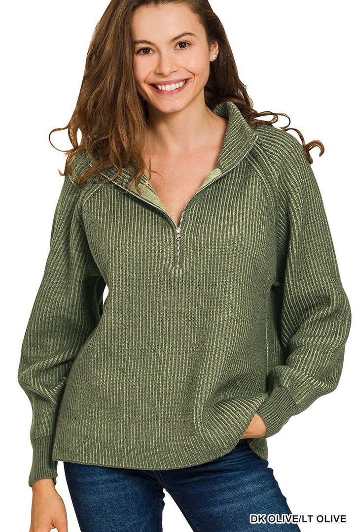 Two Tone 1/2 Zip Sweater