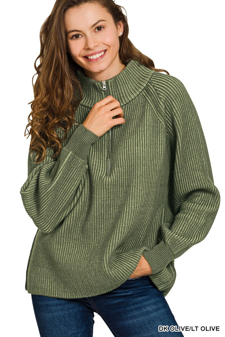 Two Tone 1/2 Zip Sweater