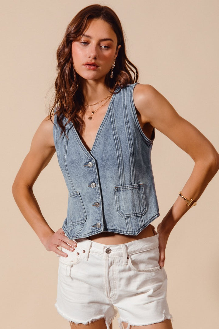 Vintage Washed Denim Vest