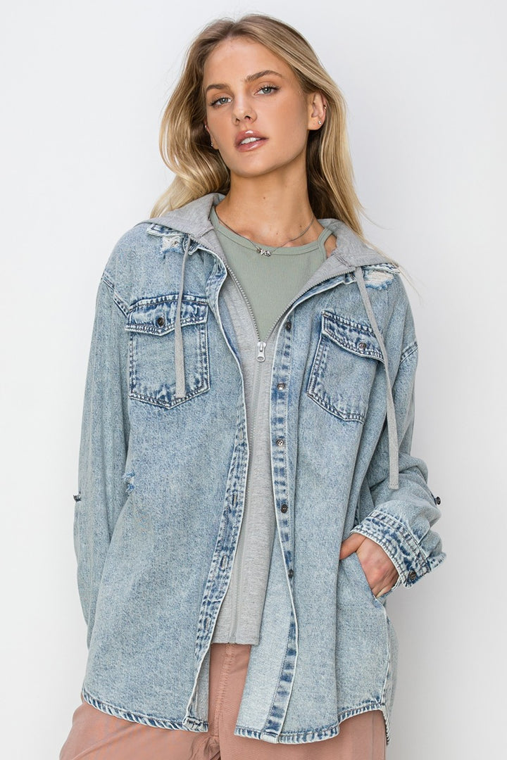 Vintage Denim Zip Up Hoodie
