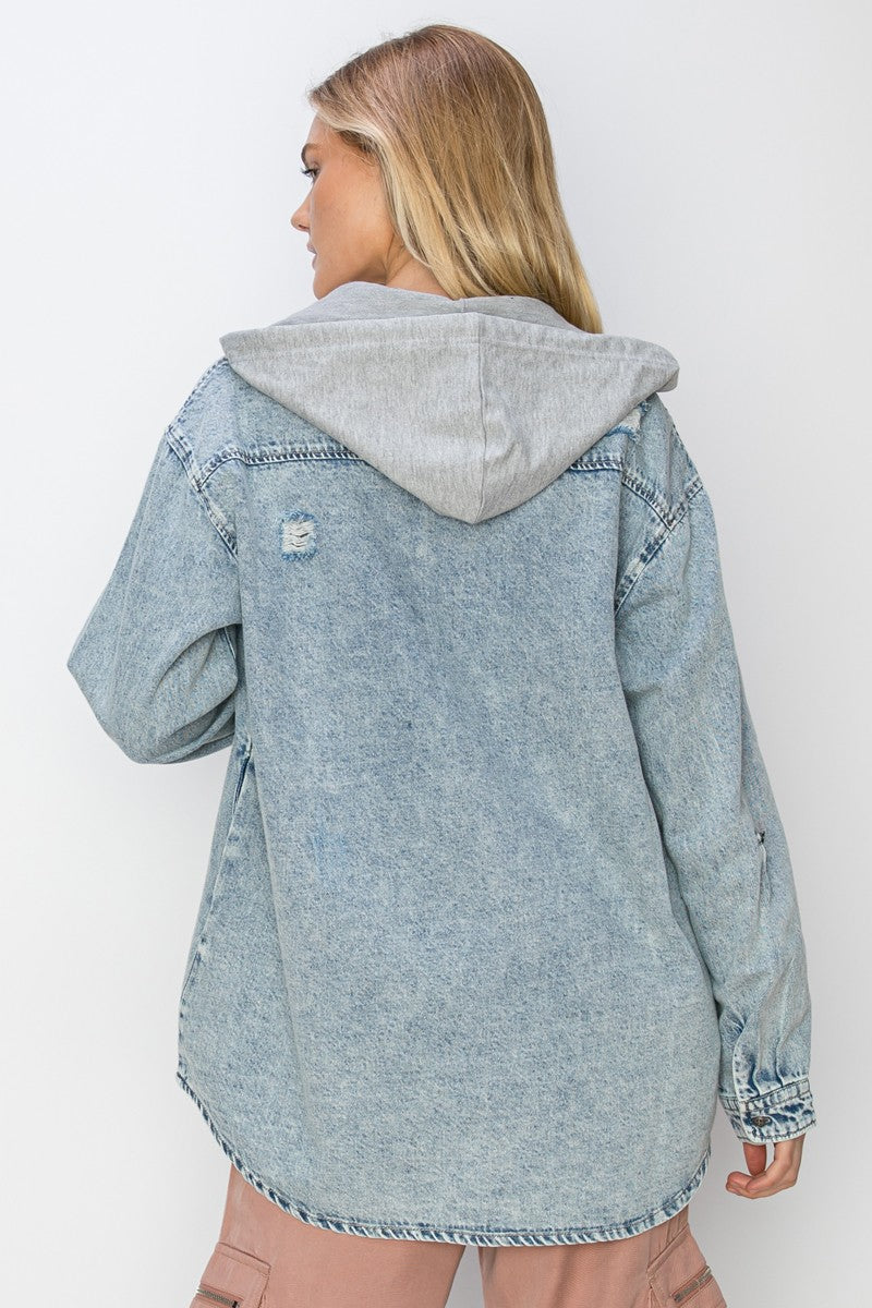 Vintage Denim Zip Up Hoodie
