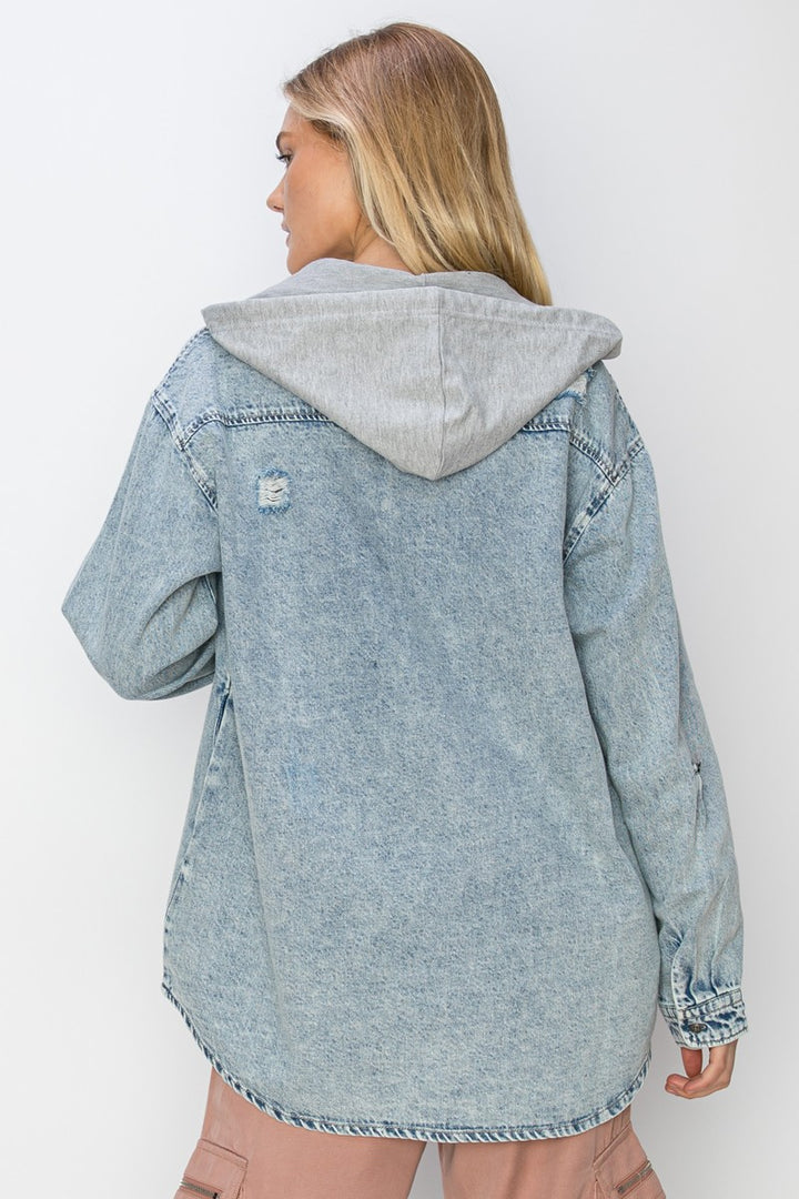Vintage Denim Zip Up Hoodie
