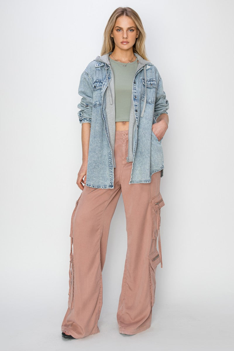 Vintage Denim Zip Up Hoodie