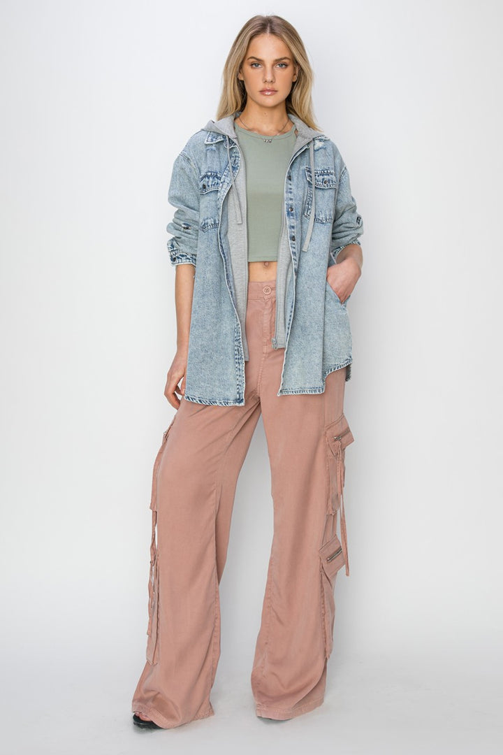 Vintage Denim Zip Up Hoodie