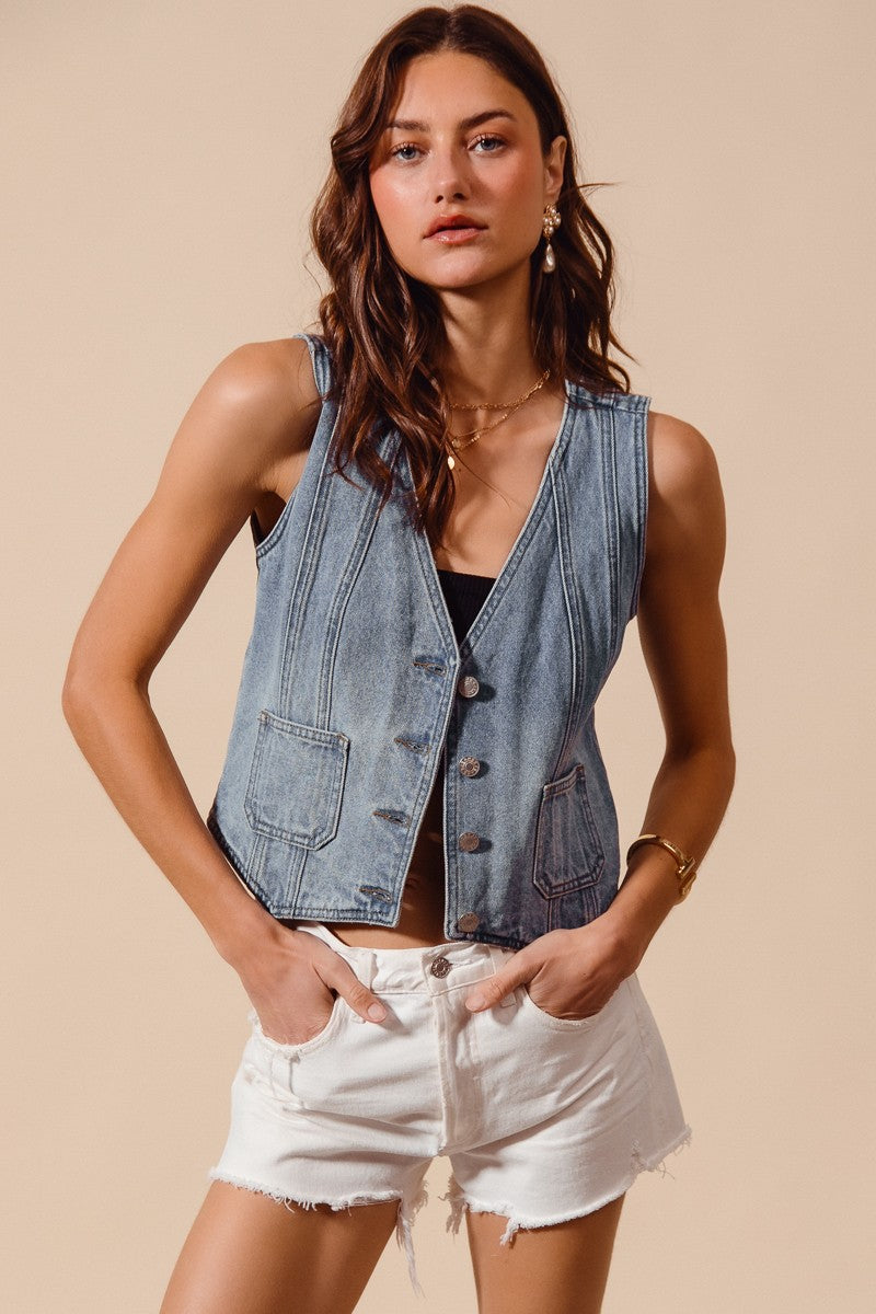 Vintage Washed Denim Vest