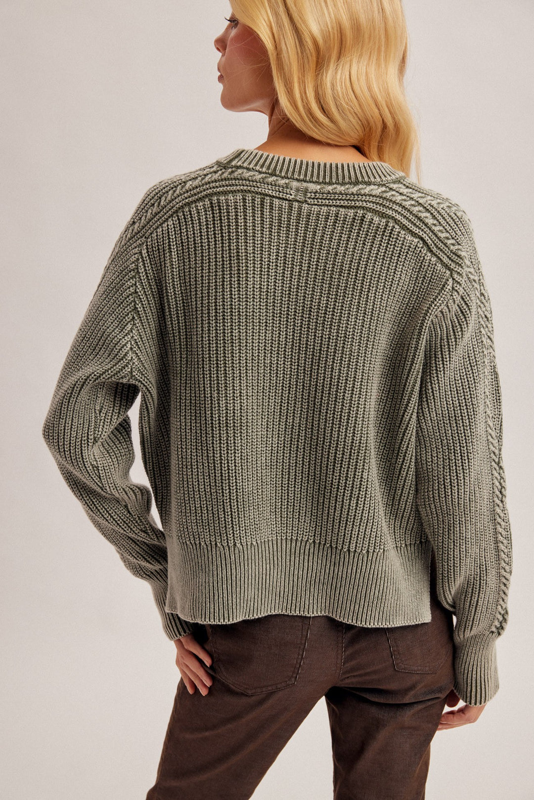 Washed Cable Knit Sweater