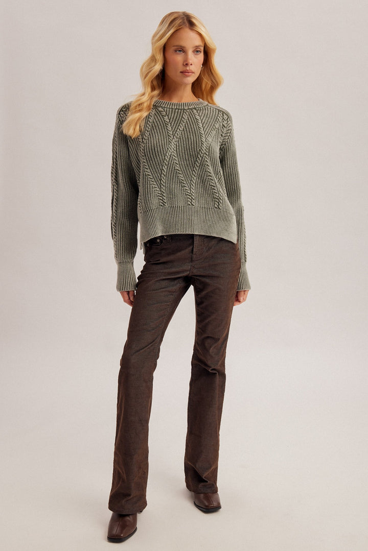 Washed Cable Knit Sweater