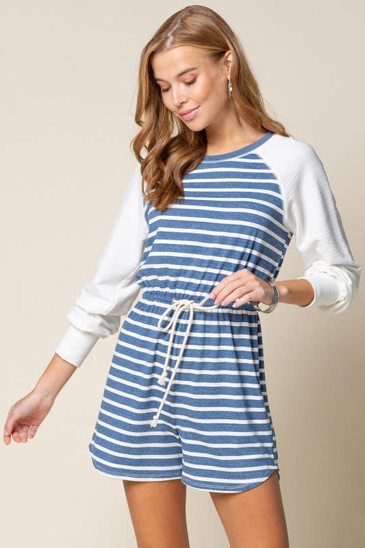 Striped Long Sleeve Romper