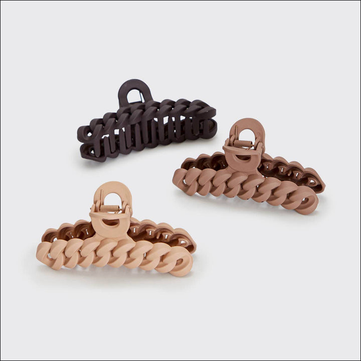 Chain Claw Clip 3pc Set - Neutral