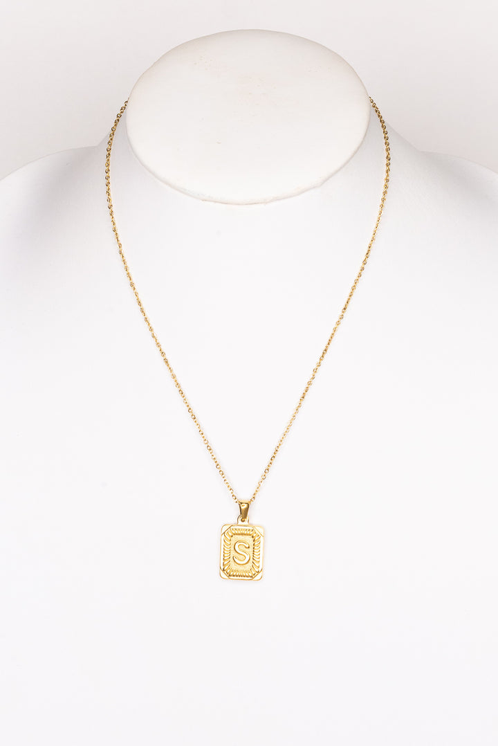Rectangle Inital Necklace